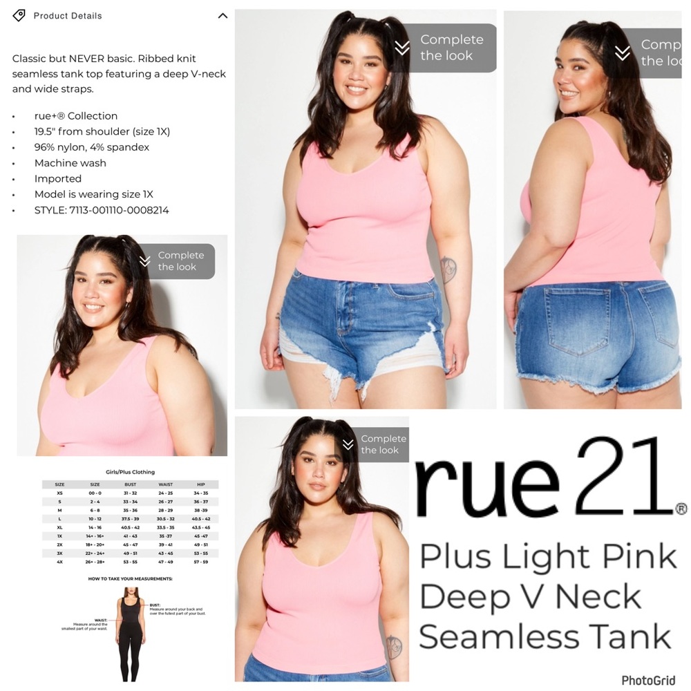 Rue 21 plus size 4X pink v neck seamless tank top NWT